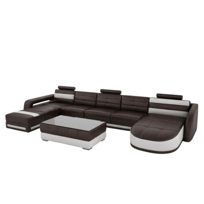 LEDERSOFA ECKSOFA mit USB DESIGNER PISA WOHNLANDSCHAFT COUCH SOFA U FORM COLO 3