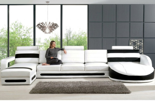 Wohnlandschaft Sofa mit USB Ecksofa Eckcouch Polster Garnitur Eck Ecke Sofas XXL