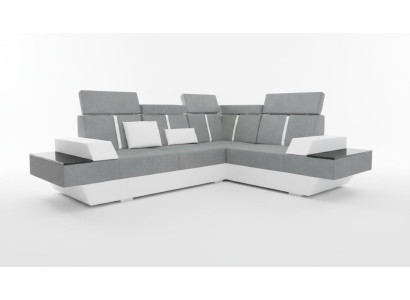 Designer Ecksofa Wohnlandschaft Sofa mit USB Couch Stoff Textil Leder Patentiert