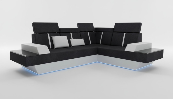 Design Wohnlandschaft Sofa Ecksofa USB Stoff Textil Leder Maßanfertigung Ecksofa