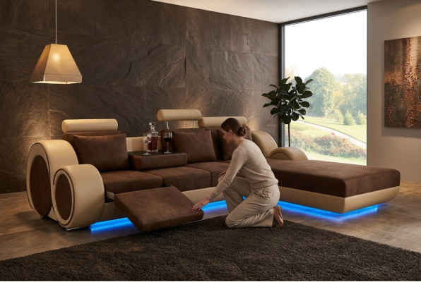TEXTILSOFA GARNITUR ECKCOUCH USB Massanfertigung WOHNLANDSCHAFT COUCHGARNITUR