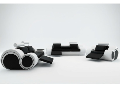 Sofa mit USB,Polster Garnitur 3+2 Sitz Designer Sofa Ledersofa Massfertigung