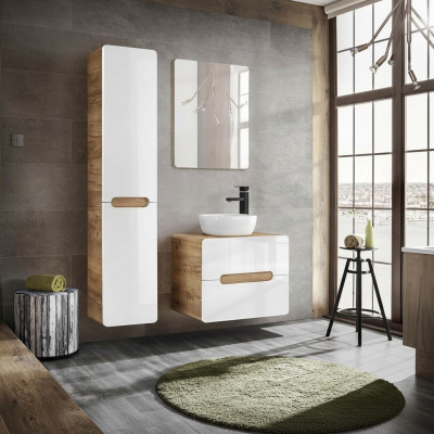 Design Badezimmer Möbel Bad Garnitur Schrank Waschbecken Beleuchtung