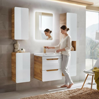 Design Bad Badezimmer Möbel 5tlg. Set Garnitur Schrank Waschbecken