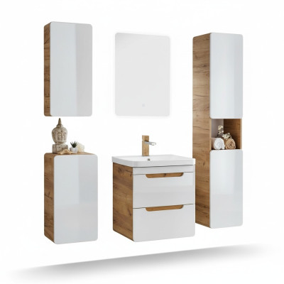Design Bad Badezimmer Möbel 5tlg. Set Garnitur Schrank Waschbecken