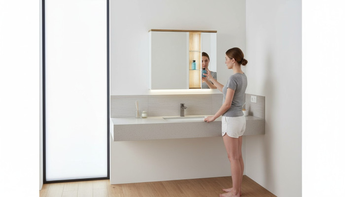 Spiegelschrank Wandschrank Badezimmerschrank mit Spiegel 80 cm LED