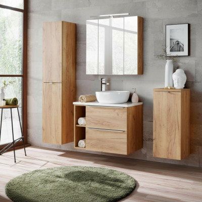 Design Badezimmer Möbel Bad 5 tlg. Set Garnitur Schrank Deko Waschbecken