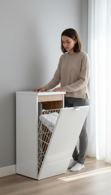 Universelle Hängeschrank Schrank Dekorative Badmöbel mit einem Wäschekorb
