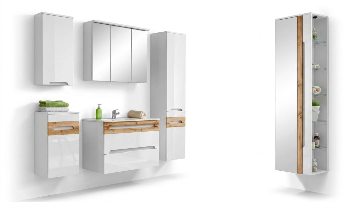 Design Badezimmer Möbel Bad 5 tlg. Set Deko Garnitur Schrank Waschbecken