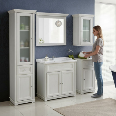 Design Badezimmer Möbel Bad 5 tlg. Deko Set Garnitur Schrank Waschbecken