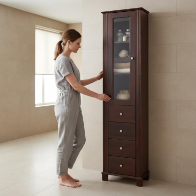 Hochwertiger Badezimmer Schrank Hochschrank Dekorative Holz Badmöbel Luxus