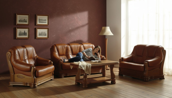 Klassische Dreisitzer Couch Couchen Polster Sofa 3Sitzer Leder Couchen