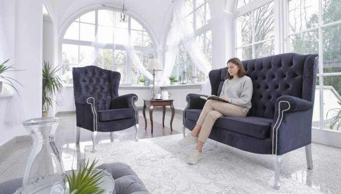 Klassische Chesterfield Zweisitzer 2er Sitzer Sofa Couch Polster Samt Couchen