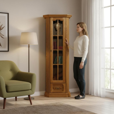 Landhaus Hochschrank Vitrine Schrank Holz Glas Schrank Vitrinen Schränke