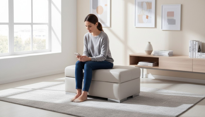 XXL Fußhocker Club Lounge Dekor Hocker Leder Textil Ottoman Designer Pufa