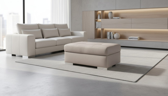 XXL Fußhocker Club Lounge Dekor Hocker Leder Textil Ottoman Designer Pufa