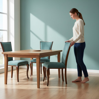 Esszimmer Gruppe 6 x Lehnstuhl Sessel Garnitur Esszimmerstuhl Holz Polster neu