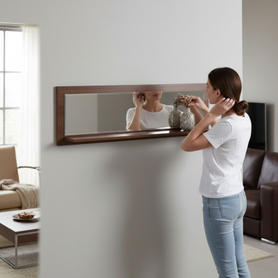 Klassischer Wandspiegel Holzrahmen Spiegel Möbel Neu 154x45cm Glas Rahmen Wand