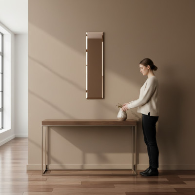 Klassischer Wandspiegel Holzrahmen Spiegel Möbel Neu 90x25cm Glas Rahmen Wand