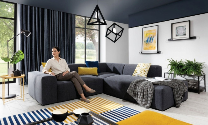 Ecksofa L-Form Sofa Wohnlandschaft Garnitur Polster Stoff Design Moderne