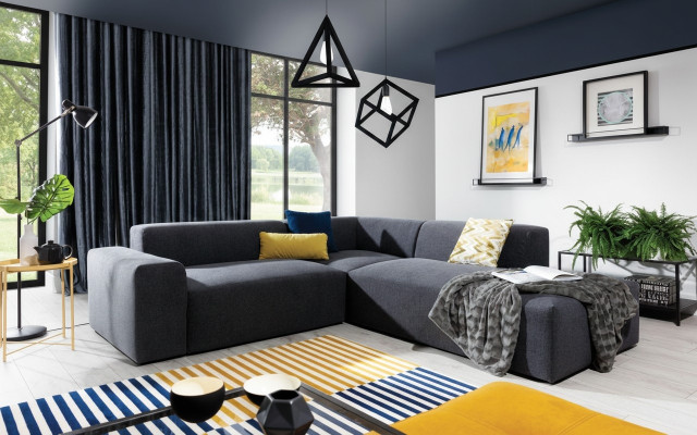 Ecksofa L-Form Sofa Wohnlandschaft Garnitur Polster Stoff Design Moderne
