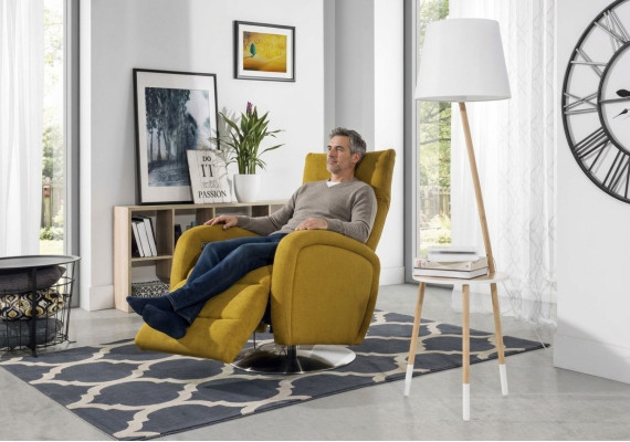 Sessel Lounge Designer Stuhl Polster Sofa 1 Sitzer Relax Drehbar Fernseh Stoff