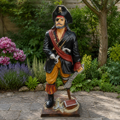 Pirat Figur Statue Design Skulptur Dekoration Karibik Piraten Garten Deko 100cm