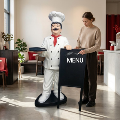 Koch Figur Statue Skulptur Werbefigur Menütafel Werbeaufsteller Restaurant Neu