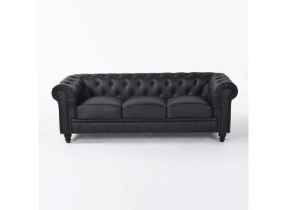 jvmoebel ®  Textil Sofa Couch - Schwarz Polster Dreisitzer Couch Garnitur Dreier