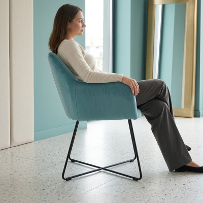 Design Stühle Stuhl Sitz Praxis Ess Zimmer Polster TextilStoff Warte Kanzlei