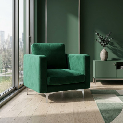 Sessel Stuhl 1x Esszimmer Fernseh Lounge Textil Sitz Grün Modern Polsterstuhl