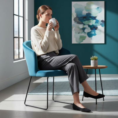 Design Wartezimmer Stuhl Sitz Praxis Stühle Ess Zimmer Stoff Textil Polster