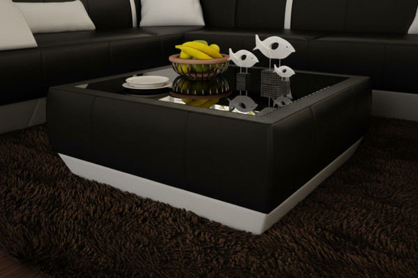 Gepolsterte Sofa Tische Schwarzer Couchtisch Glastisch Beistell Moderner