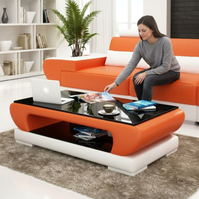 Design Glastisch Leder Couch Tisch Tische Glas Sofa Wohnzimmertische
