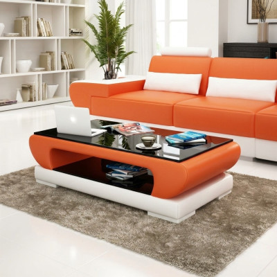 Design Glastisch Leder Couch Tisch Tische Glas Sofa Wohnzimmertische