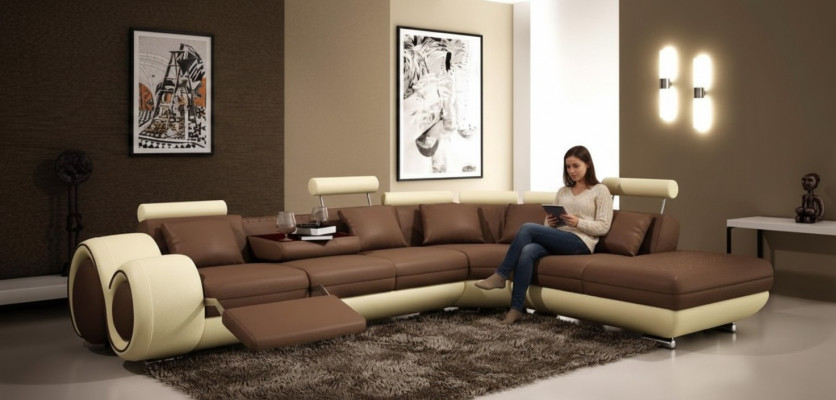 Sofa Ecksofa Couch Polster Sitz Wohnlandschaft Garnitur L-Form Stoff