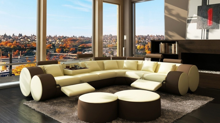 Ecksofa Sofa Leder Couch - Designer Couchgarnitur Sitz Polster Wohnlandschaft