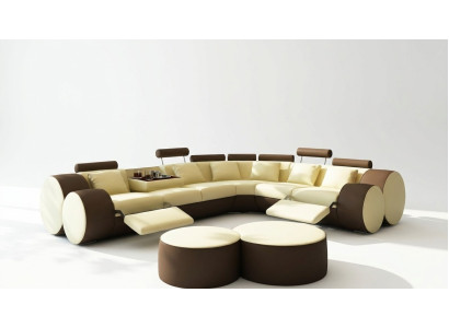 Ecksofa Sofa Leder Couch - Designer Couchgarnitur Sitz Polster Wohnlandschaft