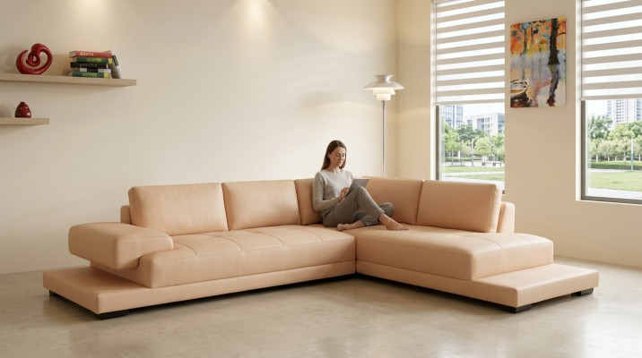Ecksofa Leder Sofa Couch Polster Eck Sitz Wohnlandschaft Garnitur