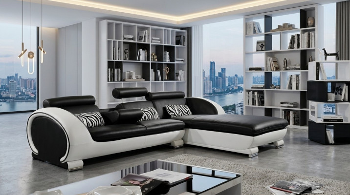 Ecksofa Sofagarnitur Leder Sofa Couch Ecke Polster Hocker Set Komplett