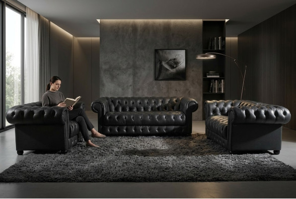 Chesterfield Sofagarnitur 311 Sitzer Design Couch Polster Sofa Garnitur Set