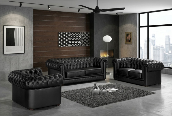 Sofagarnitur Chesterfield Möbel Sofa Sitzer Set Sofa Polster Couch Leder