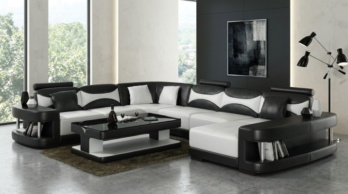 Luxus Ecksofa Sofa Polster Couch Wohnlandschaft U Form - Ledersofas
