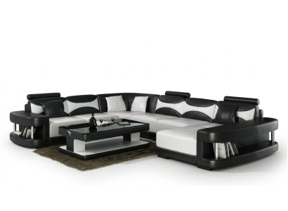 Luxus Ecksofa Sofa Polster Couch Wohnlandschaft U Form - Ledersofas
