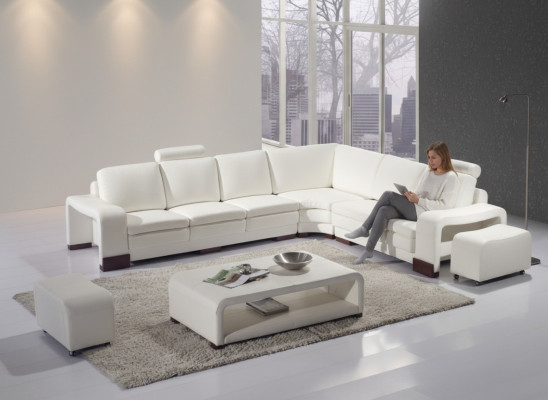 Komplette Sofa Couch Moderne Garnitur Ecksofa + Hocker + Couchtisch