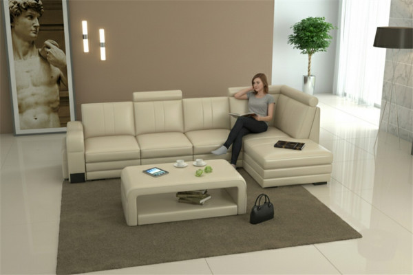 Leder Modern Couch Wohnlandschaft Ledersofa Sofagarnitur Sofa L-Form
