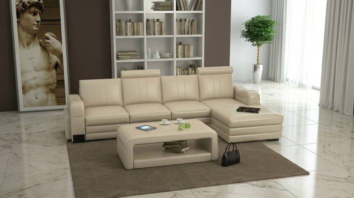 Leder Modern Couch Wohnlandschaft Ledersofa Sofagarnitur Sofa L-Form