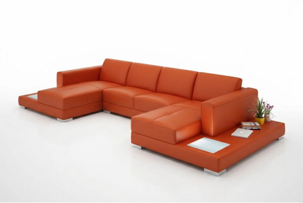 U Form Sofa Couch Polster Garnitur Wohnlandschaft Design Ecksofa Leder