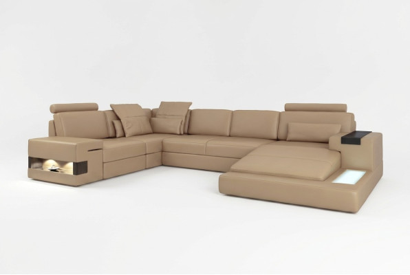 U Form Sofa Couch Polster Garnitur Wohnlandschaft Ecksofa Design Leder