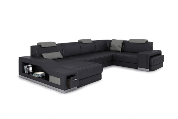 Wohnlandschaft Ecksofa U-form Eckcouch LED Beleuchtet Sofa Couch